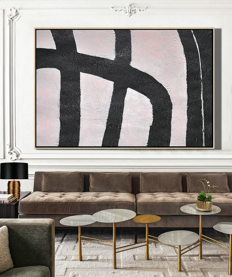 Large Abstract Art,Hand-Painted Oversized Horizontal Minimal Art On Canvas,Contemporary Canvas Paintings